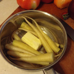White carrots about to be poached